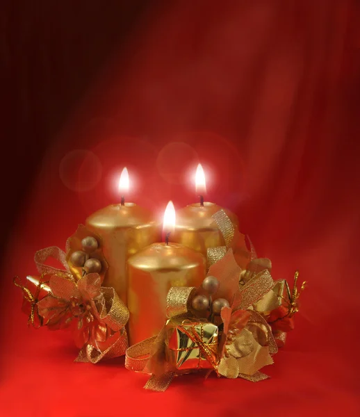 Red burning candles vert — Stock Photo, Image