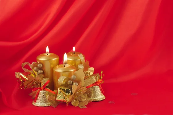 Red burning candles bell — Stock Photo, Image