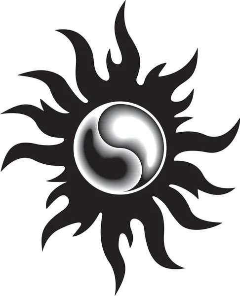 Sol de Yin yang — Vetor de Stock