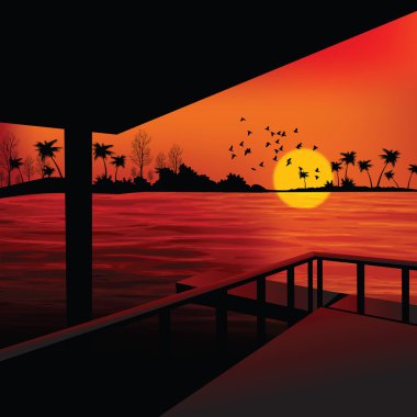 Landscape - sunrise view from boathouse clipart