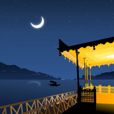 Landscape view from boathouse clipart