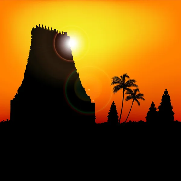 Temple, Indien, soluppgång — Stockfoto