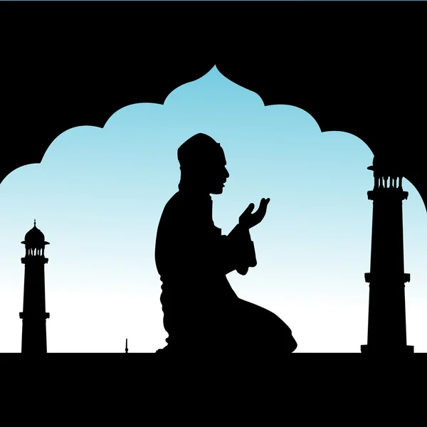 Silhouette of human offering prayers — Stock Photo, Image