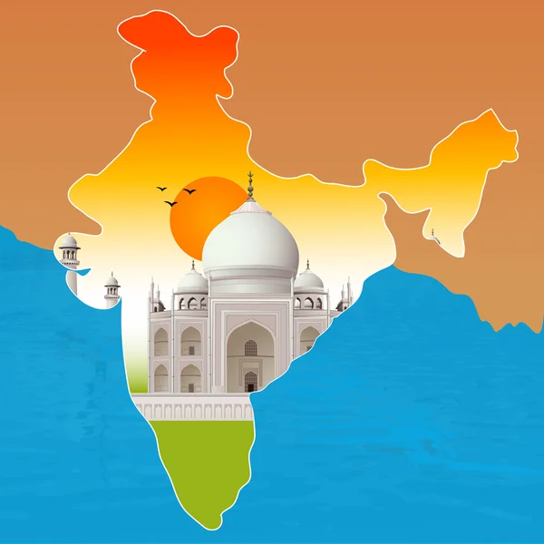 Taj Mahal, agra, outline map of india — Stock Photo, Image