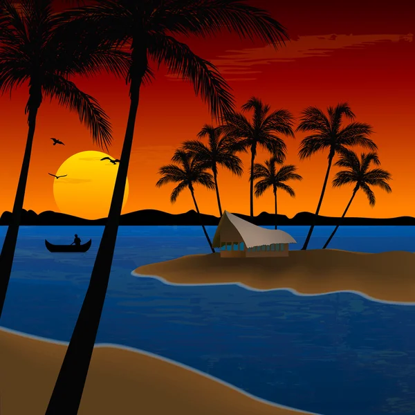 Strandlandschaft mit Kokospalmen — Stockfoto