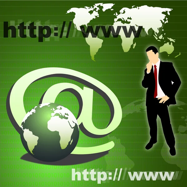 Business man, globe, internet symb — Stock Photo, Image