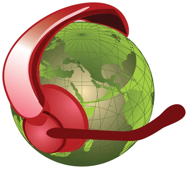Globus mit Headset, Mikrofon — Stockfoto