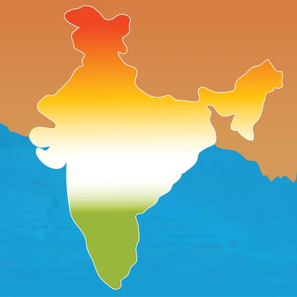 Anahat üç renk Hindistan Haritası — Stok fotoğraf