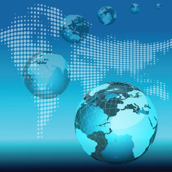 Array de globos con mapa del mundo — Foto de Stock