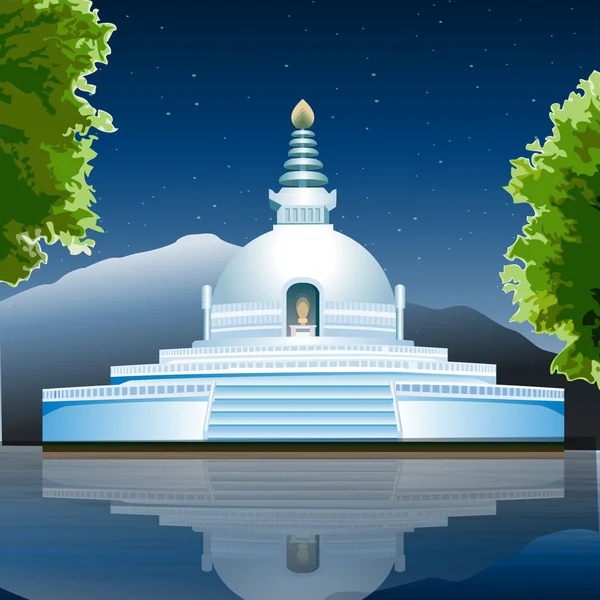 ルンビニ、仏教の僧院、湖の眺め — ストック写真