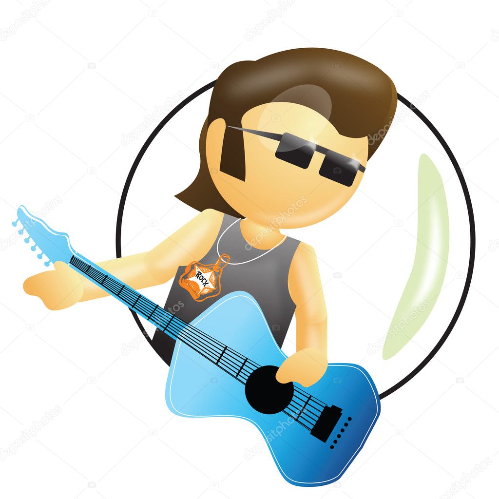 A rockstar, musician having a guitar in hand