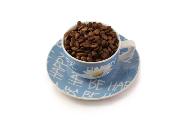Blue white cup on a saucer — Stock Photo, Image