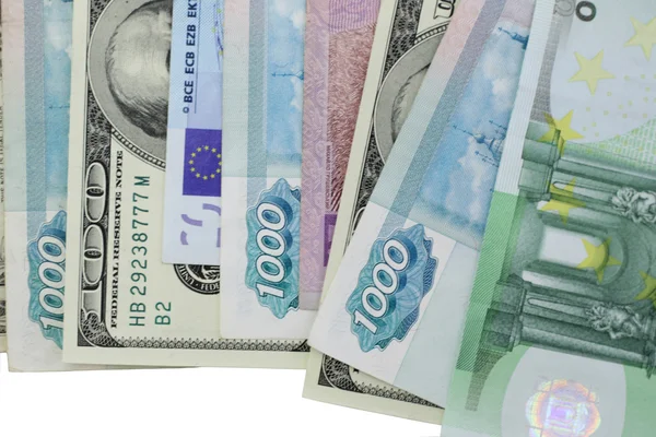Dólar, euro, rublo, hryvnia Imagens Royalty-Free