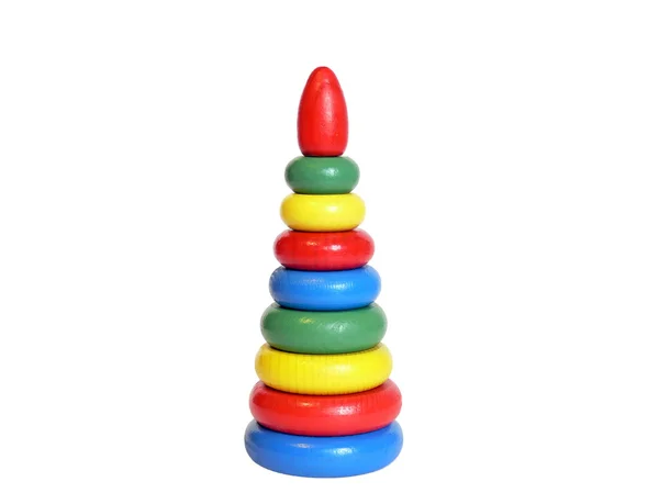 stock image Wooden toy pyramid Isolated