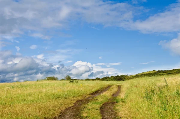 Field road and the bright sky — Stock Photo, Image