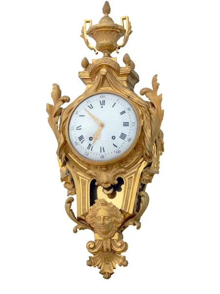 Gold clock isolated — Stock Photo, Image