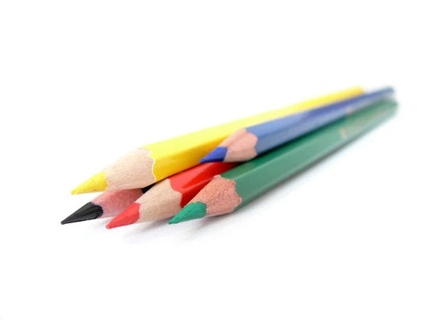 Los cinco lápices de colores aislados Imagen de stock