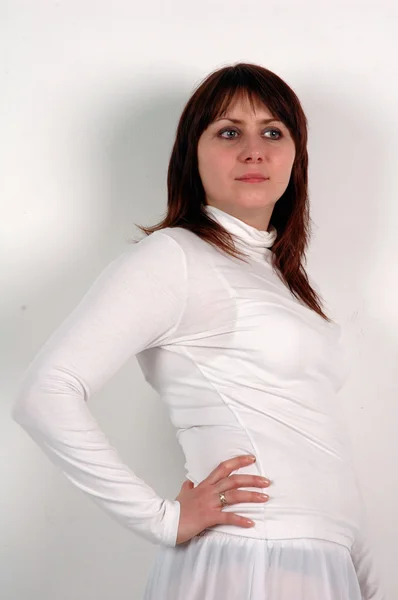Kvinne i hvitt – stockfoto