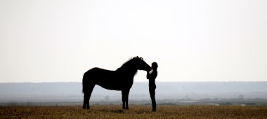 Two in field at morning clipart