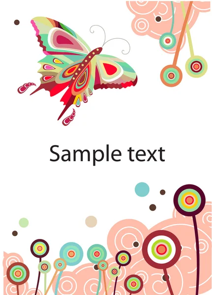 Vecteur abstrait papillon et fleurs — Image vectorielle