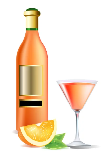 Vecteur bouteille réaliste sur le vin — Image vectorielle