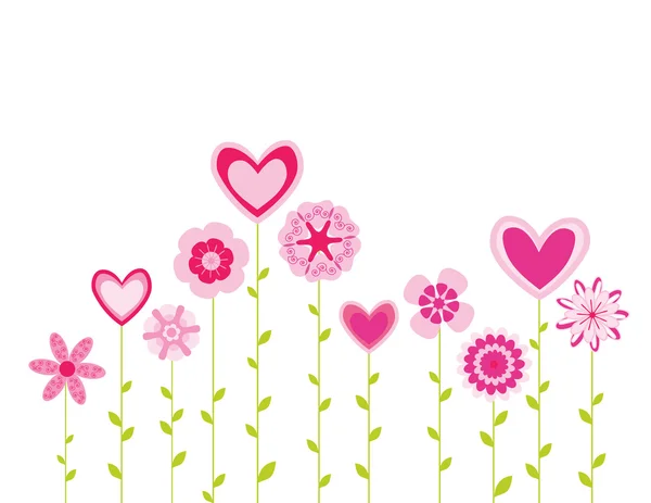 Abstracte harten en bloemen — Stockvector
