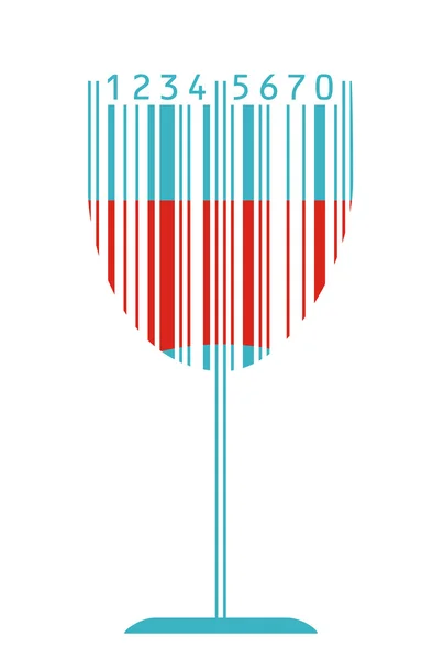 Şarap kadehi ve barkod — Stok Vektör