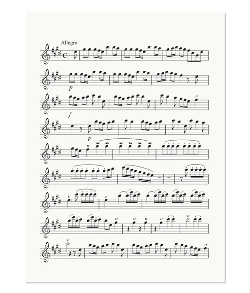 Ancienne feuille de notes de musique — Image vectorielle