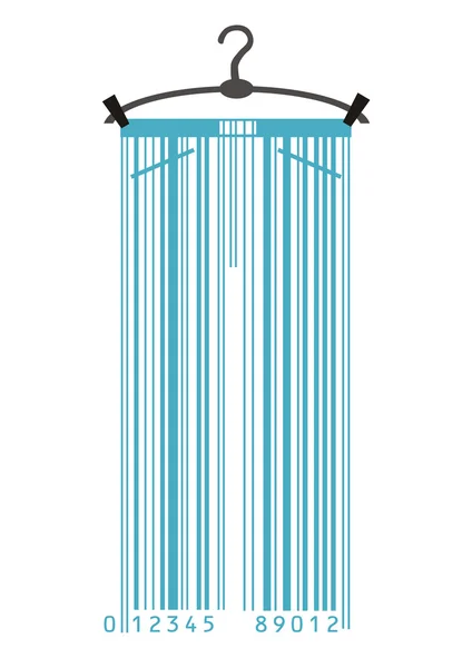 Kleding-hanger en barcode — Stockvector