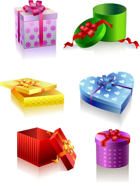 Caixas de cores para presentes e feriados — Vetor de Stock