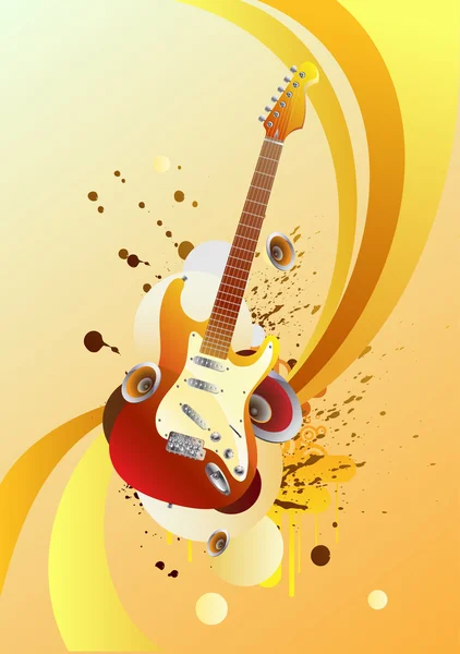 Guitare rouge — Image vectorielle