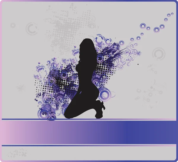 Grunge-Rahmen mit Mädchensilhouette — Stockvektor