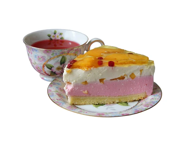 Сирний торт і чашка соку Стокова Картинка