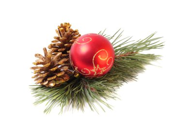 Red ball and christnas branch clipart