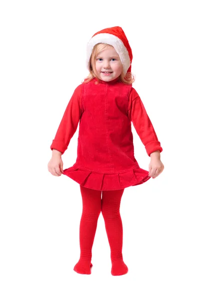 Kind in rode Kerstmis hoeden — Stockfoto