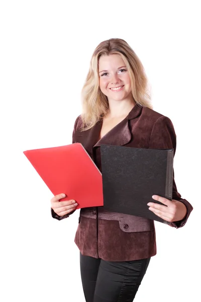 Girl with document — Stock Photo, Image