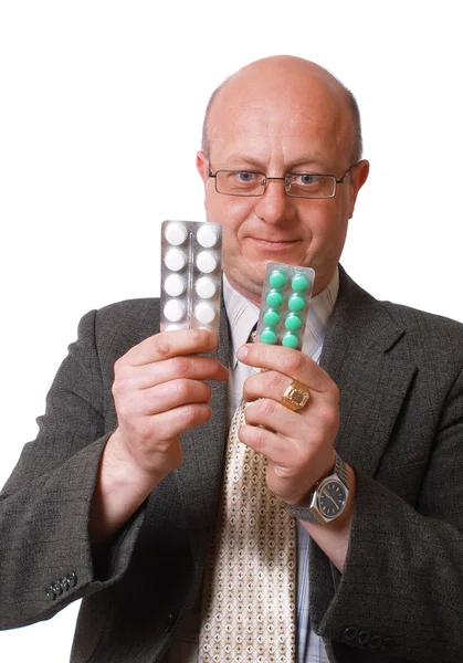 Män med tablett isolerad på vit — Stockfoto