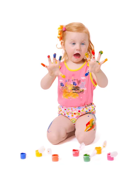 Child in paint — Stock Photo, Image