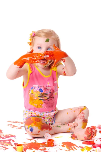 Child in paint — Stock Photo, Image