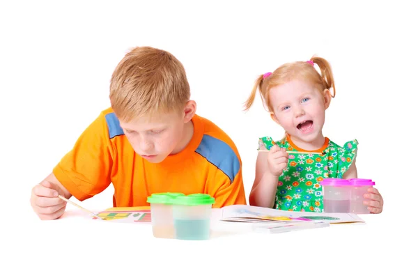 Children with drawing — Stock Photo, Image