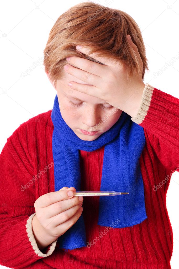 Boy with thermometer