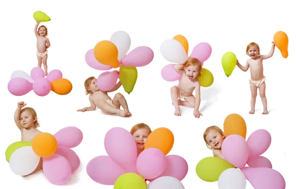 Chica con globo rosa —  Fotos de Stock