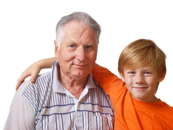 노인 및 소년 흰색 절연 — 스톡 사진