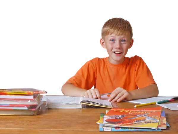 Niño con libro de texto —  Fotos de Stock