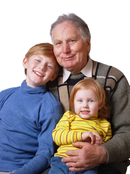 Alte Männer und Kinder isoliert auf weiß — Stockfoto