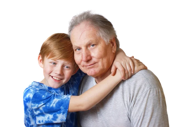 Старі чоловіки і хлопчик ізольовані на білому — стокове фото