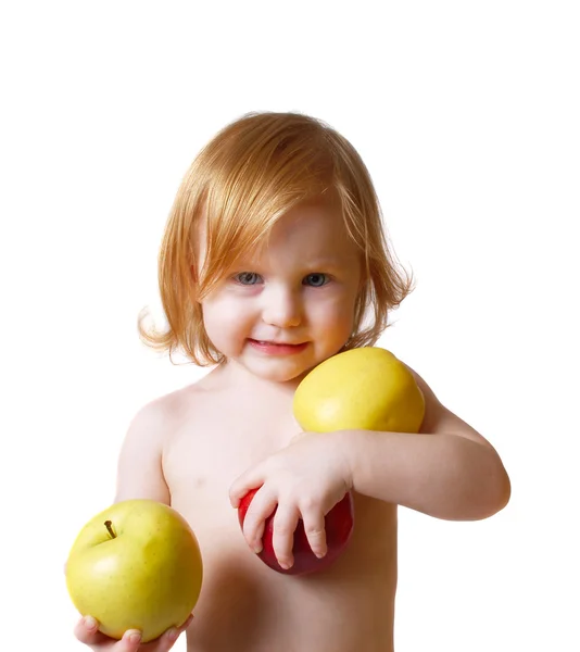 Παιδί με μήλο — Φωτογραφία Αρχείου