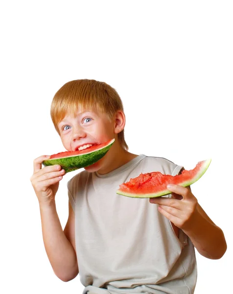 Chłopiec z arbuza — Zdjęcie stockowe