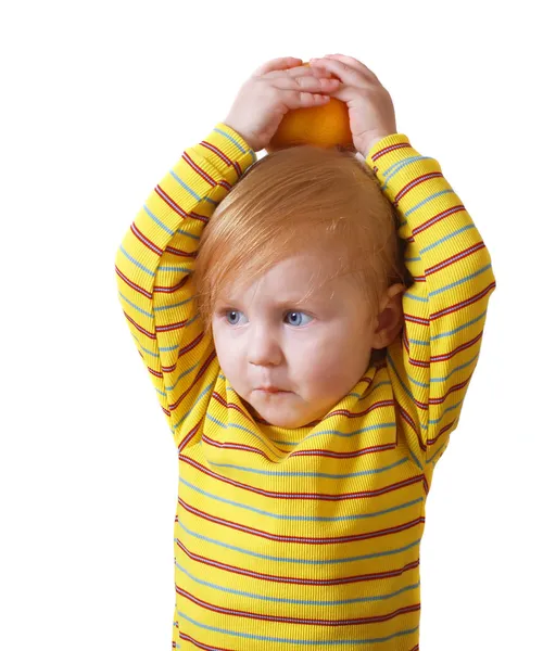 Dítě s pomerančem — Stock fotografie
