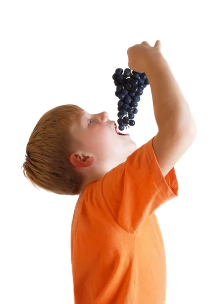 Jongen met druivenmost — Stockfoto